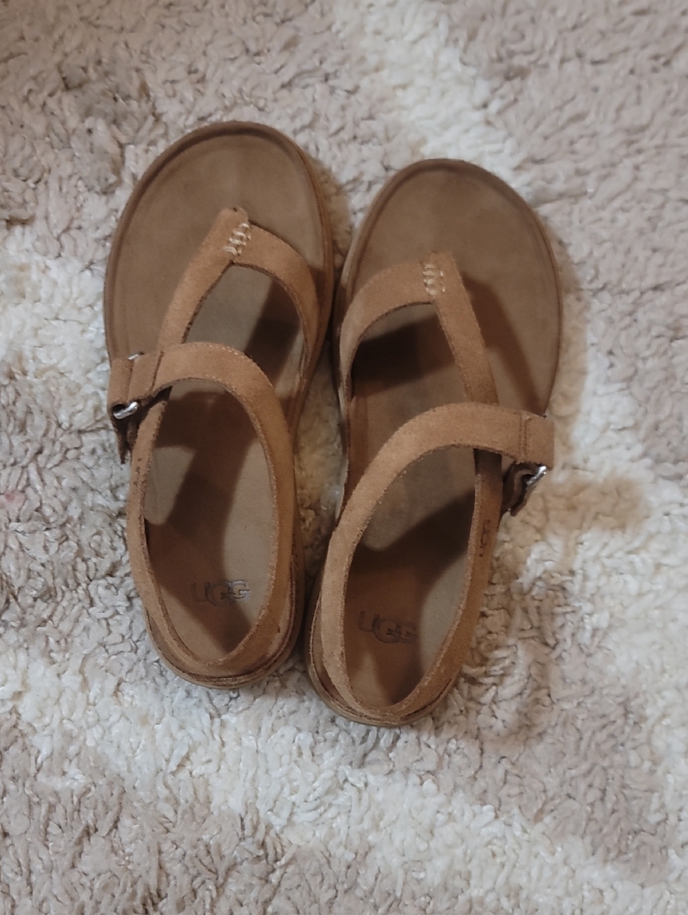 UGG Kids' Chestnut Suede Strap Sandals